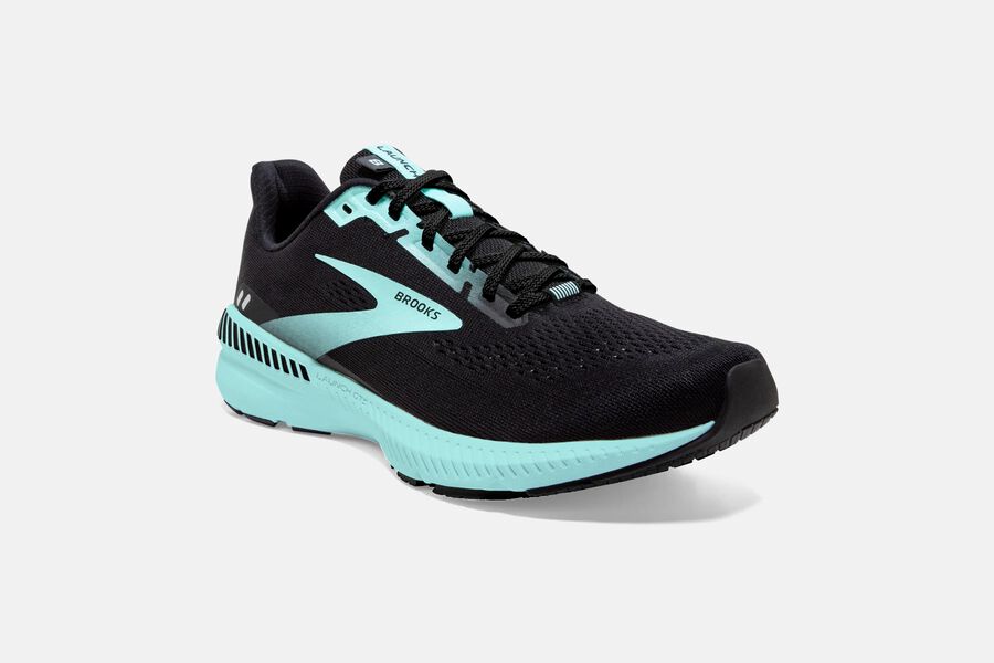 Brooks Running Shoes - Launch GTS 8 Road Womens - Black/Blue - AMD-628541